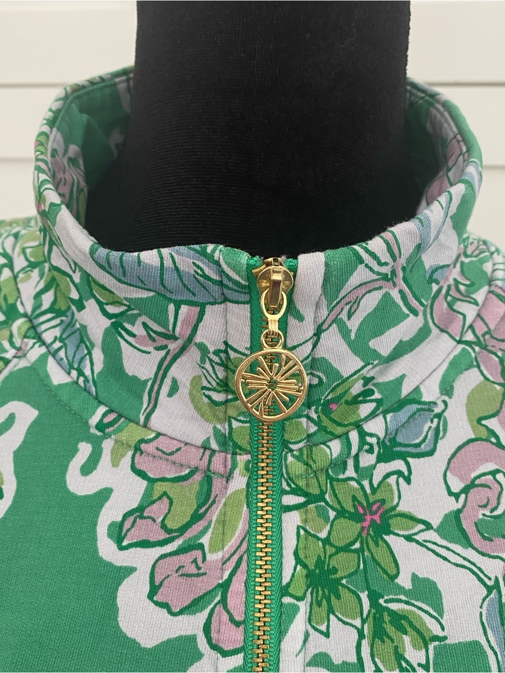 Lilly Pulitzer UPF 50+ Spearmint Blossom Views Skipper Popover Floral Half-Zip L
